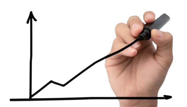 Hand drawing a graph using a black marker - isolated on transparent background