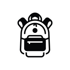 Black solid icon for school bag 