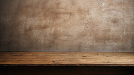 Wood table and grunge wall background