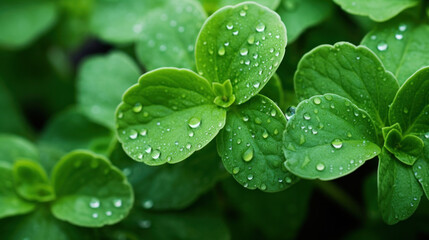 Background of Fresh oregano with water drops on nature.