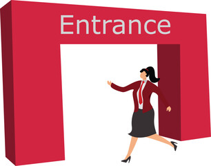 Entrance, Exclusion,Door,Closing,Closed,Accessibility, Businesswoman