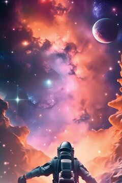 space station in space. Virtual cinematic video scene animated background