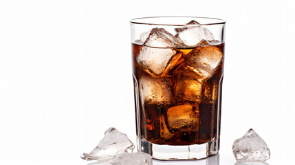 Glass of cola with ice cubes