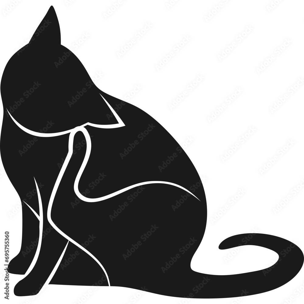 Poster flat cat silhouette