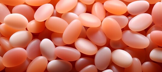 Close up of Peachy Pastel Color Matte Pebbles - Trending Peach Fuzz Color of the Year 2024
