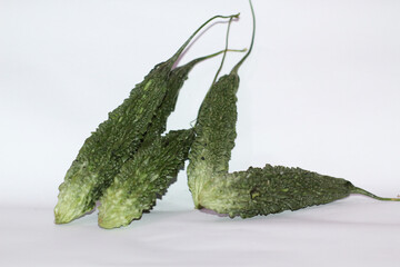 Bitter gourds on a white background