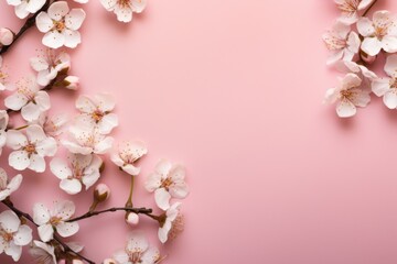 A pink background with a bunch of white flowers. Perfect for adding a soft and feminine touch to any project