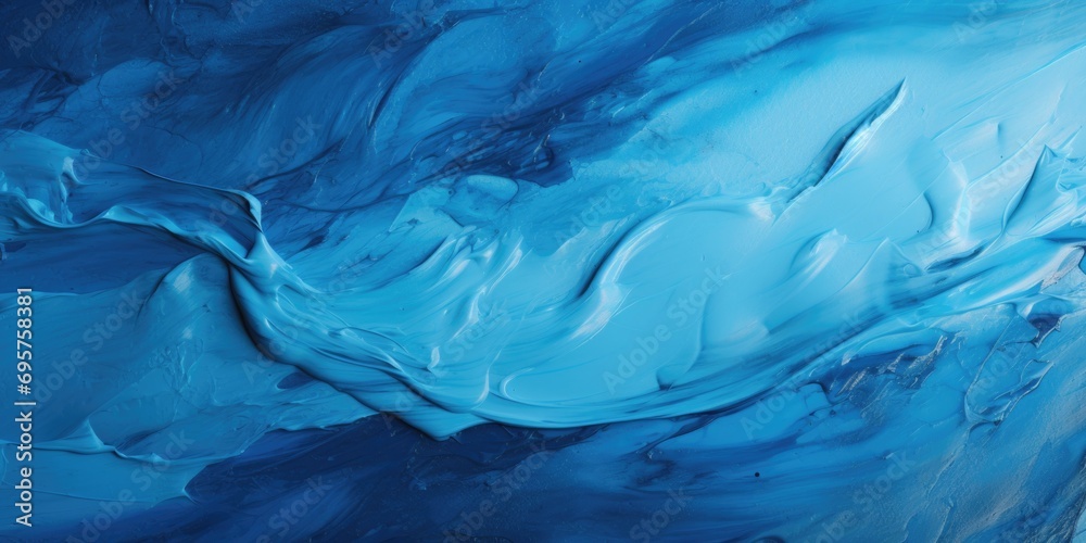 Poster A close-up view of a painting featuring blue paint. This image can be used to add a pop of color to any design project