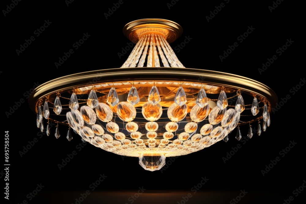 Poster a stunning crystal chandelier hanging from a ceiling. perfect for adding elegance and sophistication