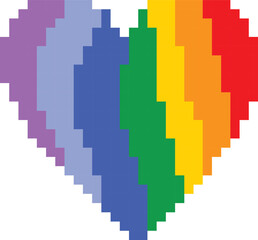 rainbow heart  vecter pixel