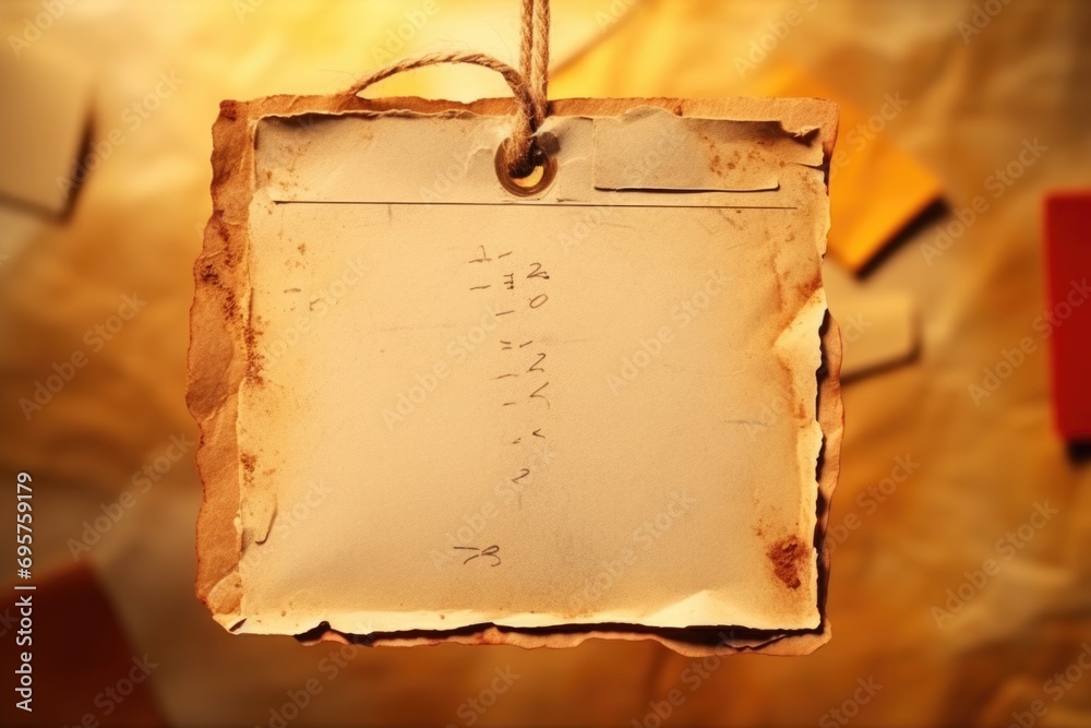 Aufkleber A piece of paper is hanging from a string. This versatile image can be used for various purposes