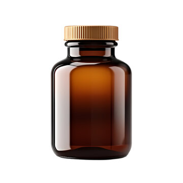 Brown medicine bottle isolated on transparent background
