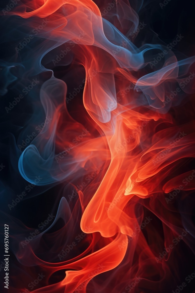 Poster close up shot of vibrant red and blue smoke. perfect for adding a burst of color and energy to your 