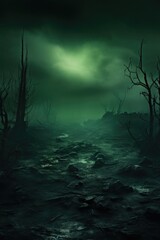 A mysterious and haunting scene featuring a river flowing through a dark and eerie landscape. Perfect for creating a sense of suspense and mystery.