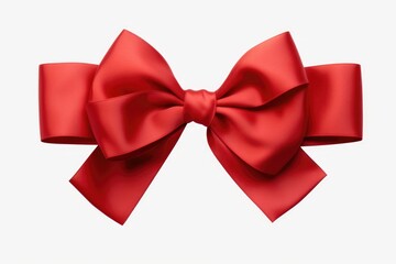 A simple and elegant red bow placed on a clean white background. Ideal for adding a touch of festivity or decoration to any project