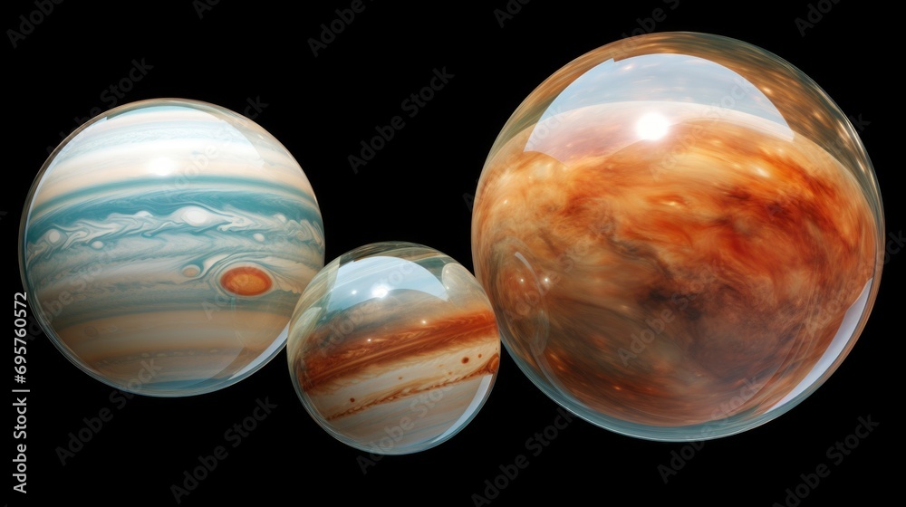 Aufkleber A group of planets depicted against a black background. Ideal for use in educational materials or science-related projects