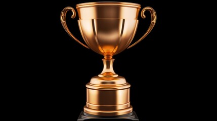 A golden trophy displayed on a black background. Perfect for recognizing achievements and success in various fields
