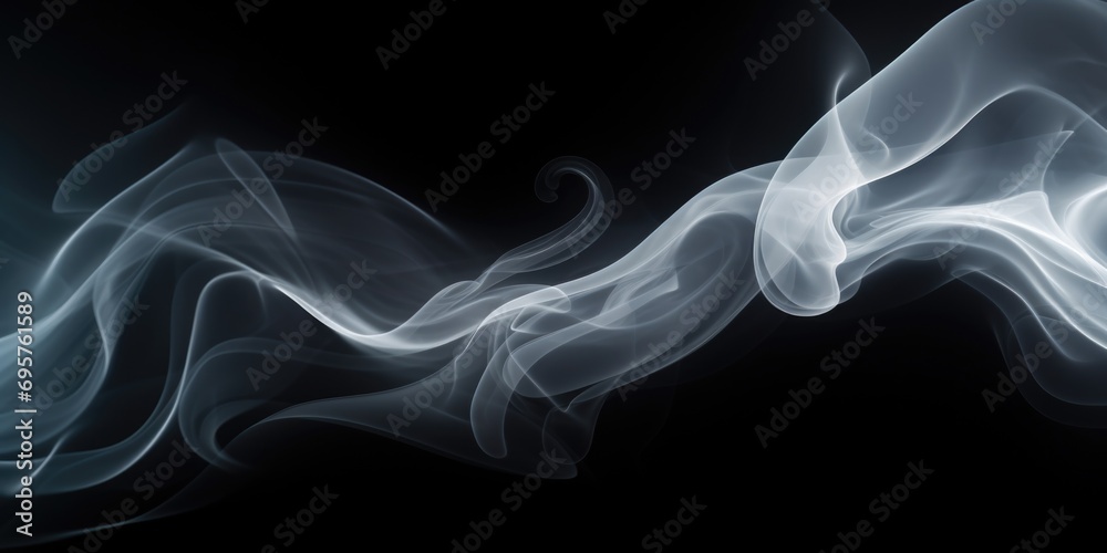 Poster Close-up view of smoke on a black background. Versatile image that can be used for various concepts and designs