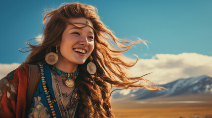 Mongolian girl smile.
