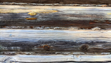 Wooden wall from logs as a background texture. Background, pattern, texture, frame, place for text and copy space