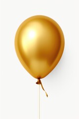 A golden balloon with a string attached. Can be used as a symbol of celebration or as a decorative element for parties and events