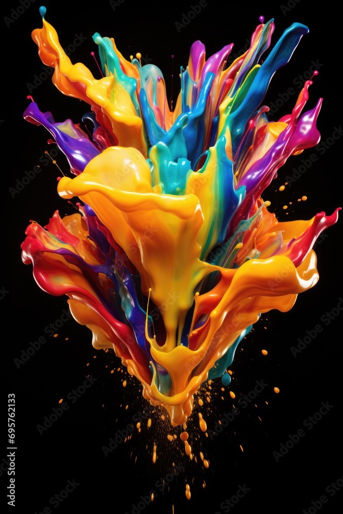 Poster Multicolored paint substance close-up. Versatile image suitable for various creative projects