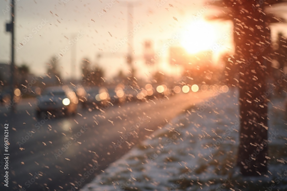 Poster sunlight streaming through the window of a car. perfect for travel and transportation themes
