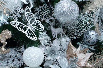 Christmas tree branches with a decorations	
