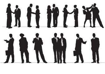 Office people silhouettes. Black and white hand drawn illustration