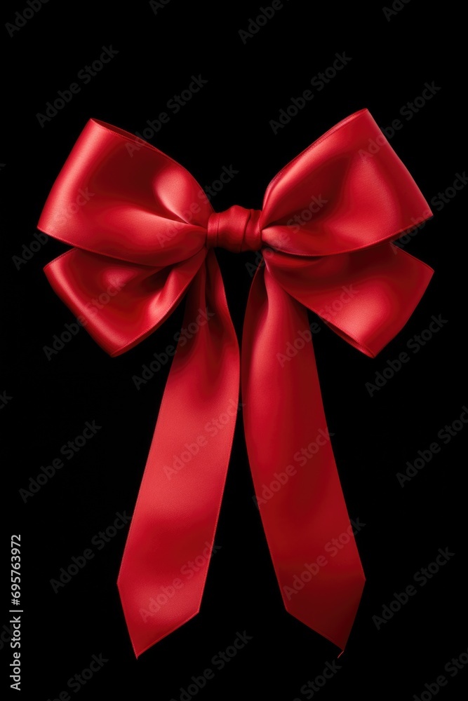 Poster A simple yet striking image of a red bow on a black background. Perfect for adding a pop of color to any design.