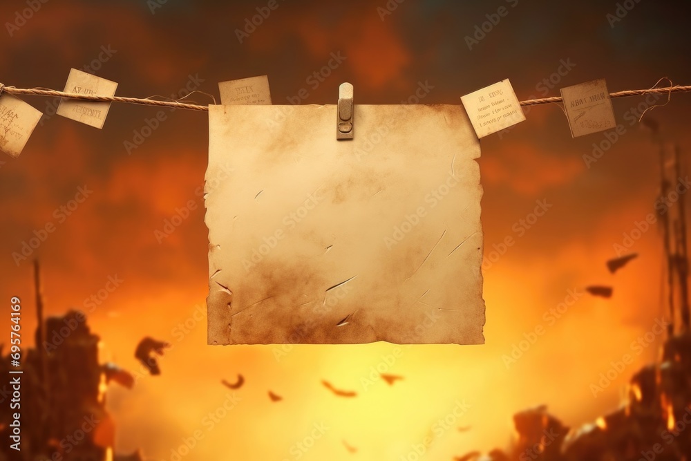 Leinwandbilder a piece of paper hanging from a string. can be used for various creative projects