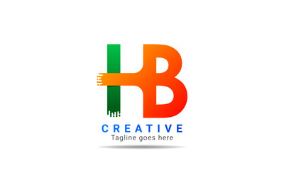 Creative HB initial colorful logo design and template. Professional HB letter logo design brand identity