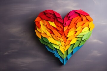 Heart in colors of the rainbow flag. Generative AI - obrazy, fototapety, plakaty