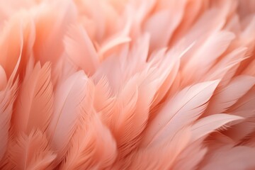 Abstract background of peach color with feathers and fluff. Generative AI