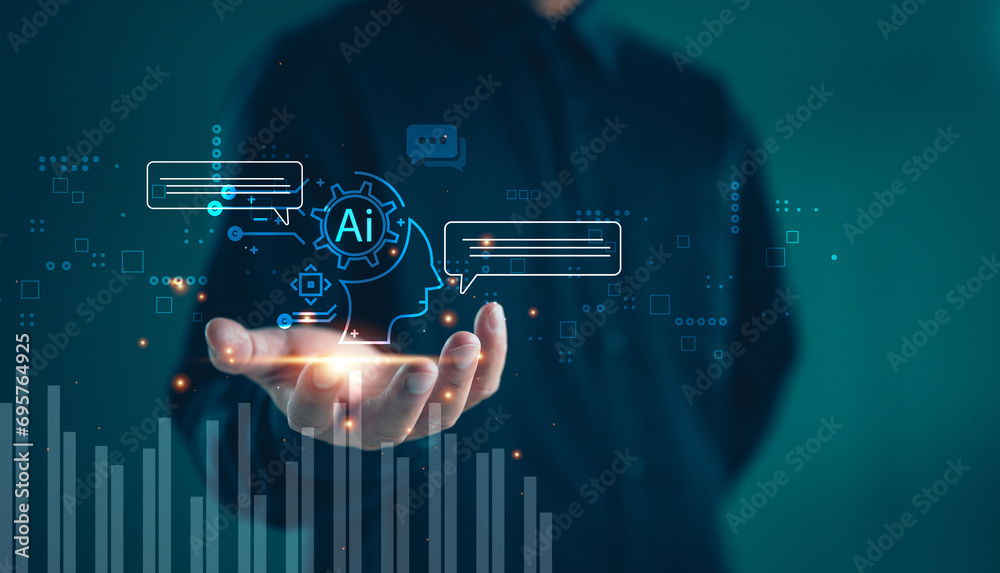 Leinwandbilder ai technology, ai chatbots communicate and answer questions with business people, artificial intelli