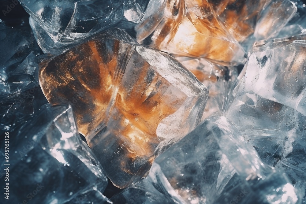 Aufkleber A pile of ice cubes stacked on top of each other. Perfect for refreshing summer drink concepts or creative food and beverage designs