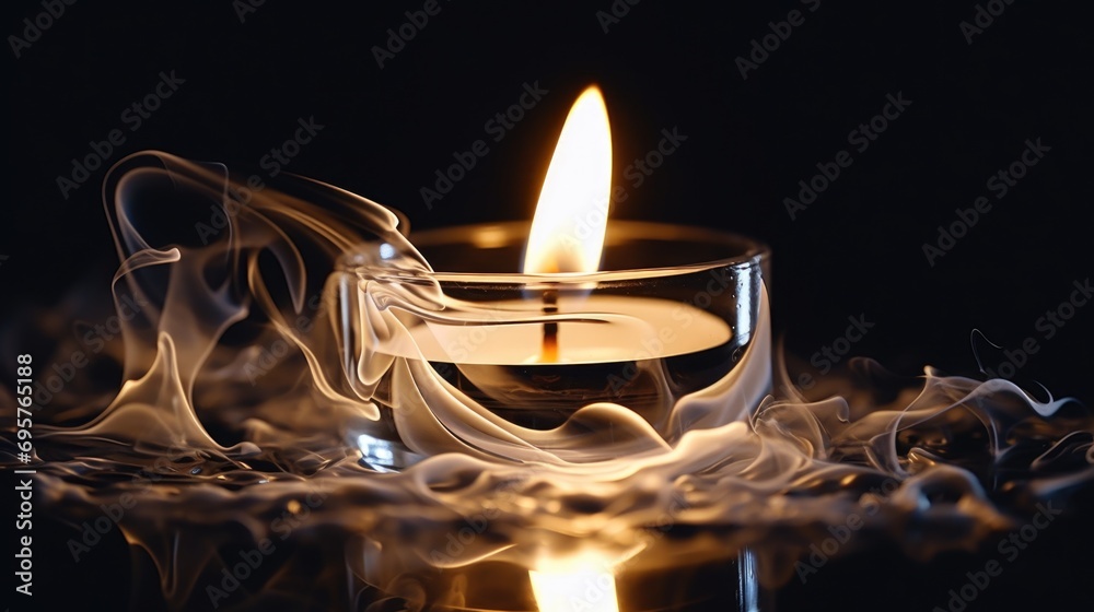 Poster a lit candle in a glass bowl on a table. perfect for creating a cozy and warm atmosphere. ideal for 