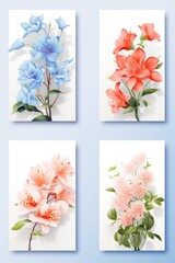 A set of four beautifully designed cards featuring vibrant flowers. Perfect for various occasions and celebrations.