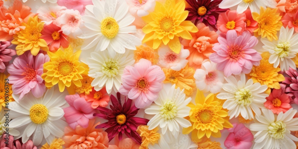 Poster A close-up view of a bunch of flowers. Perfect for adding a touch of beauty to any project