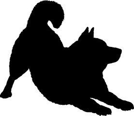 Shiba Inu stretches Dog silhouette Breeds Bundle Dogs on the move. Dogs in different poses.
The dog jumps, the dog runs. The dog is sitting. The dog is lying down. The dog is playing
