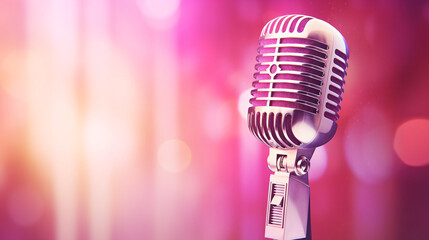 Fototapeta na wymiar Retro pink microphone
