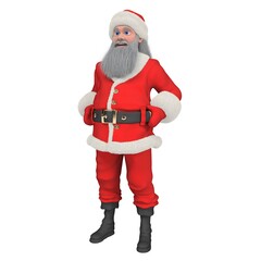 3d render realistic Santa Claus character, cartoon character, rounded shapes, isolated icon