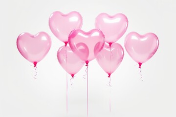 A vibrant bunch of pink heart-shaped balloons attached to a stick. Perfect for decorating parties and celebrations