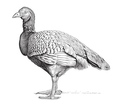 Bird Turkey retro hand drawn sketch Vector Thanksgiving day