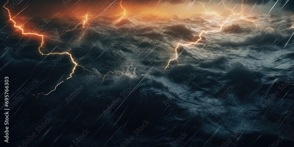 Aufkleber a powerful storm with lightning illuminating the dark sky. perfect for illustrating the intensity an
