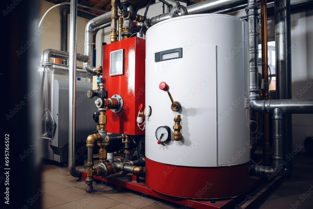 Aufkleber a compact and efficient water heater in a room. perfect for providing hot water in any space.