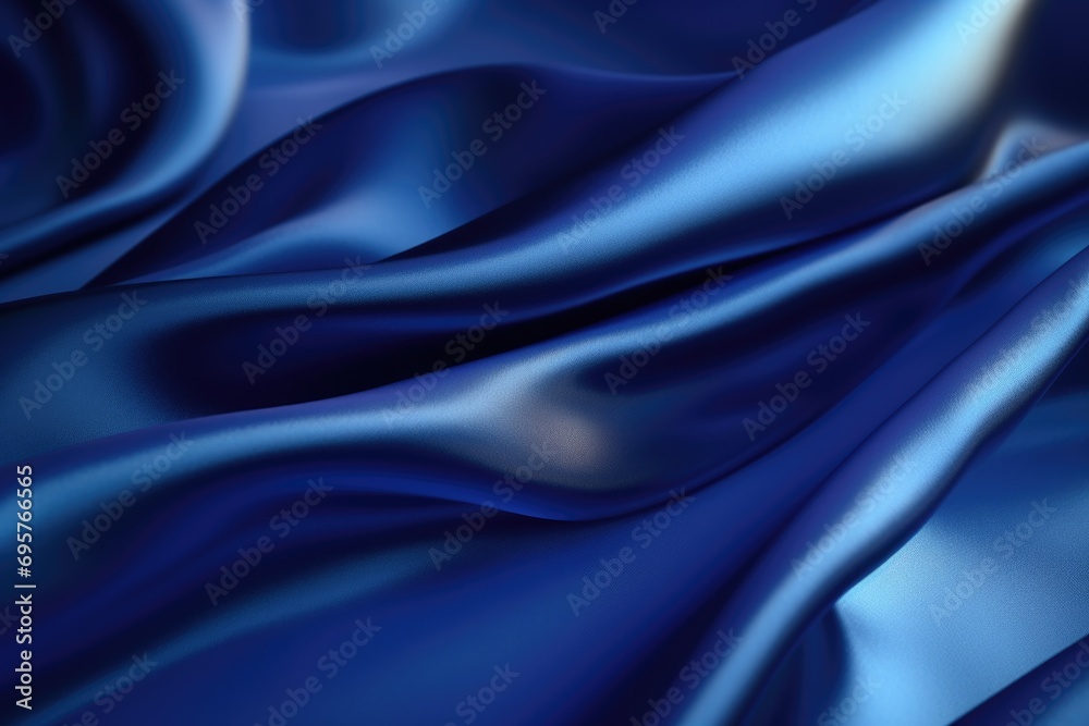 Poster blue satin fabric up close. versatile and elegant material for various projects