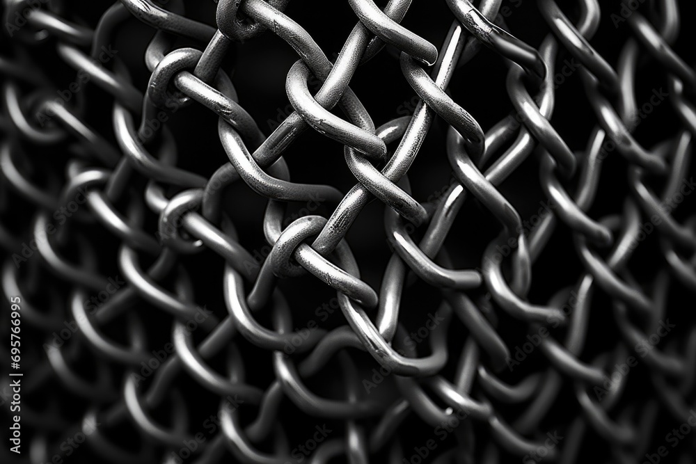 Poster a detailed view of a chain link fence. can be used to represent security, boundaries, or confinement