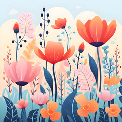 Colorful Floral Aesthetics: Visual Beauty of Nature and Art created with the help of artificial intelligence