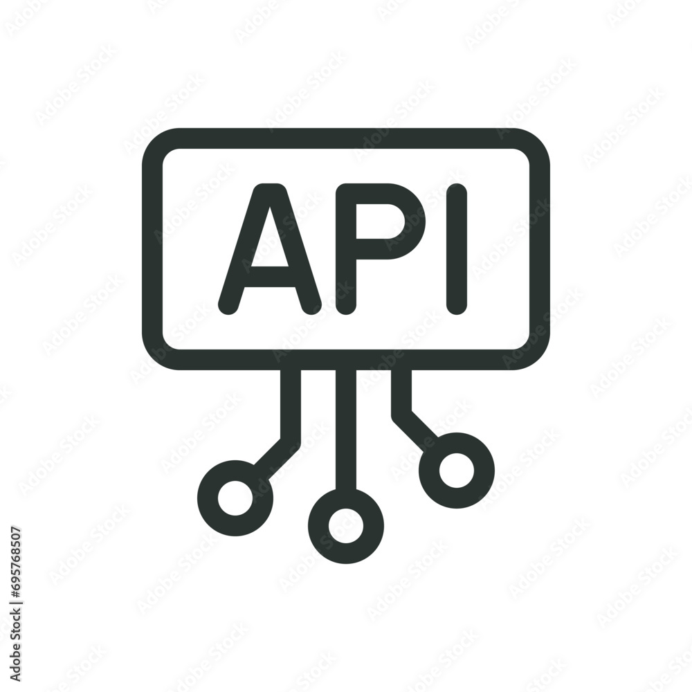 Poster cloud api isolated icon, api application interface vector icon with editable stroke